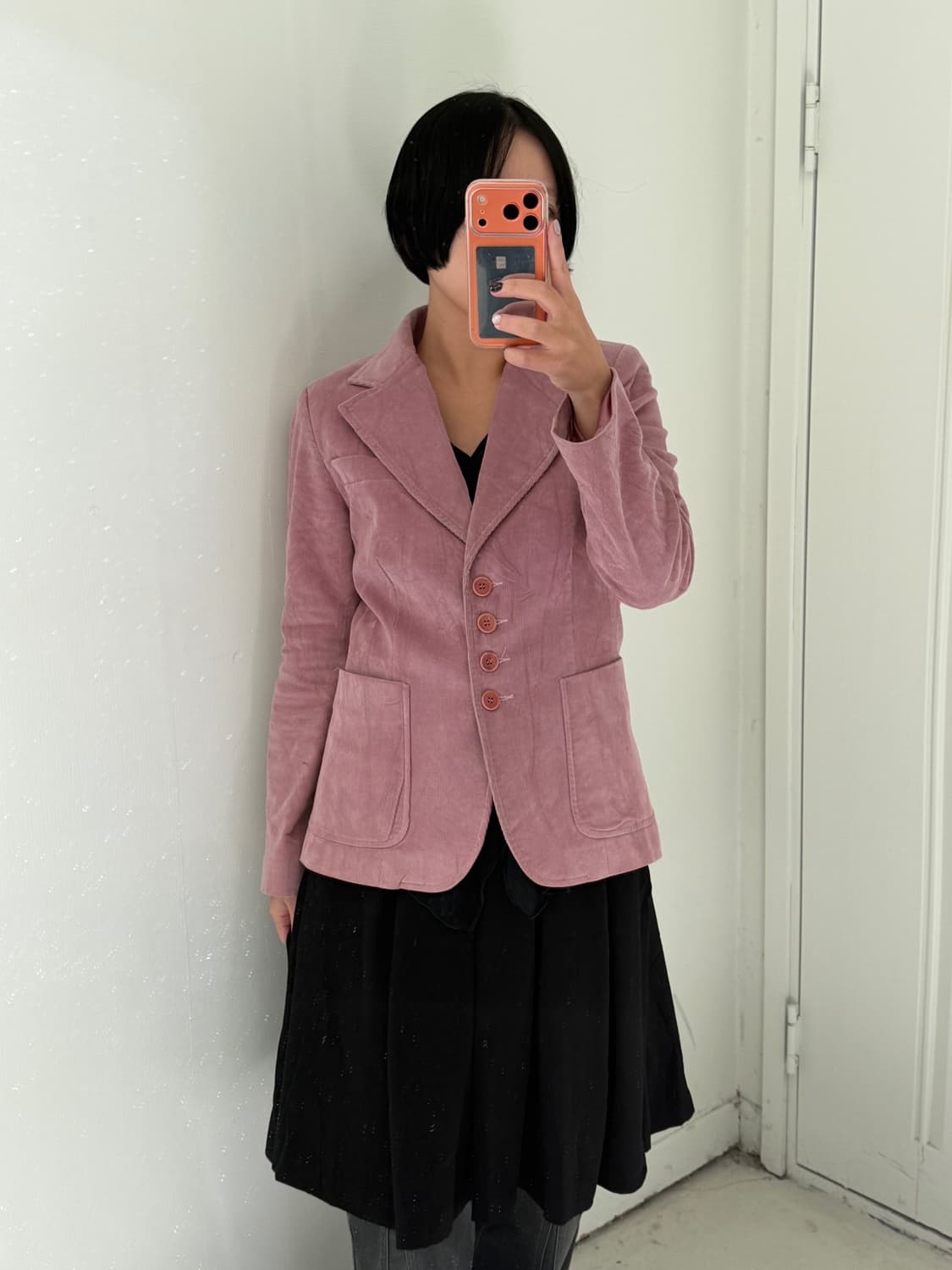 일본빈티지 핑크 클래식 코듀로이 블레이저 상품이미지4