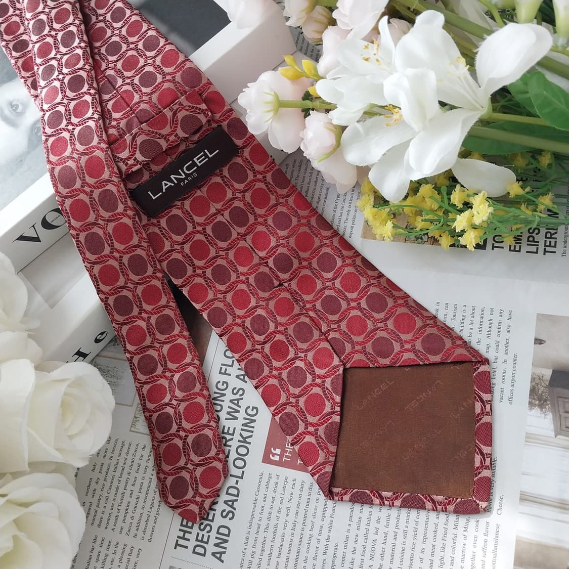 란셀 실크 레드 서클 패턴 넥타이 9.7cm A+등급  K1208
 상품이미지4