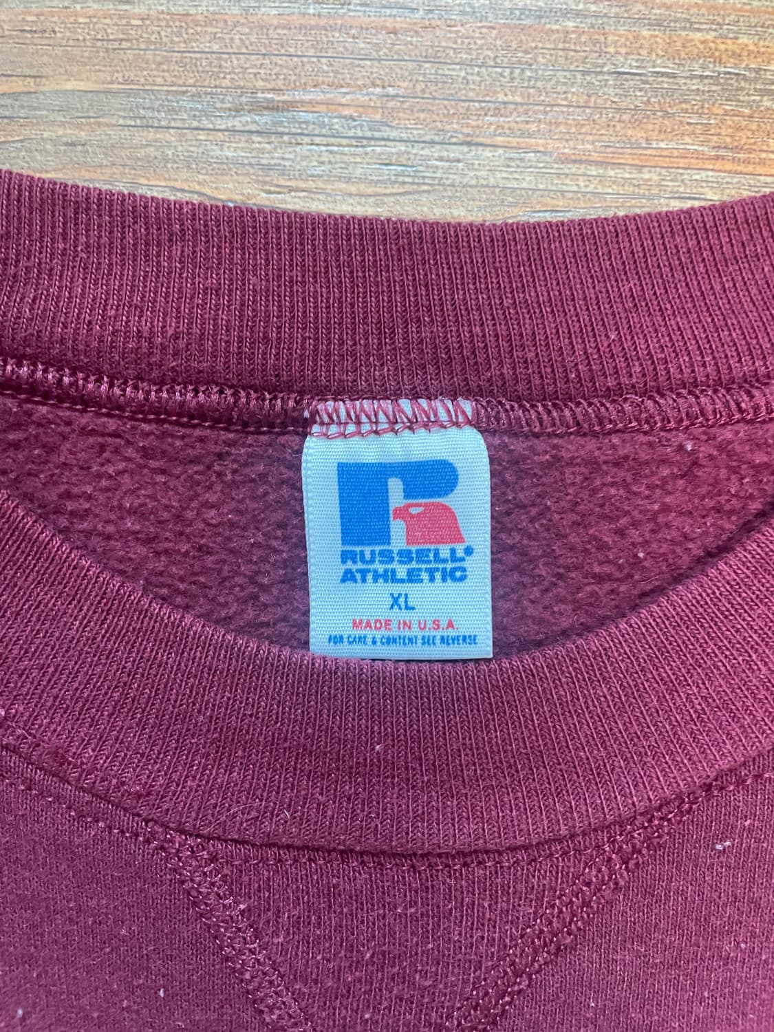 80s 러셀 애슬레틱 스웻셔츠 버건디 XL 미제🇺🇸 상품이미지2