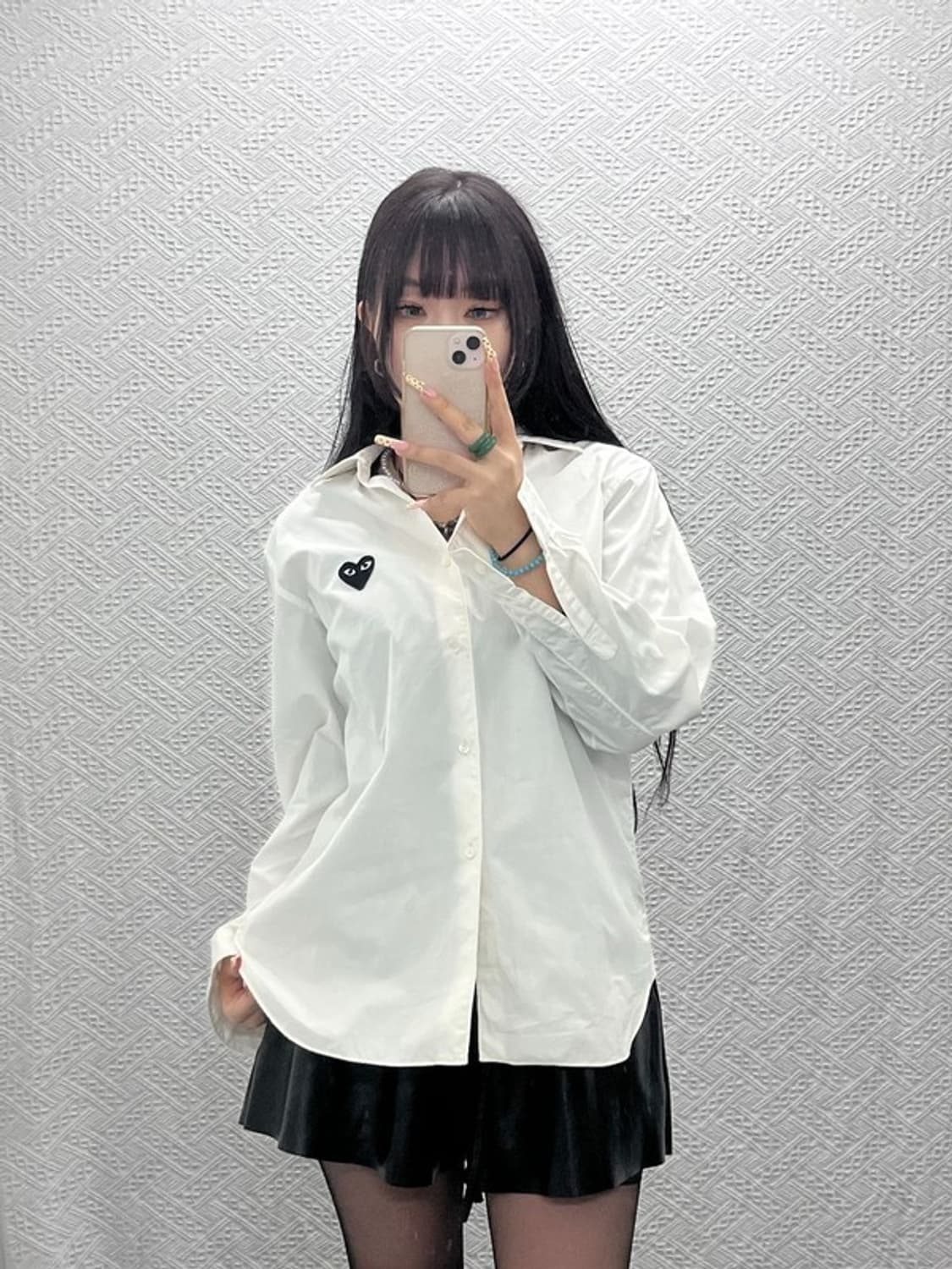 꼼데가르송 빈티지 키치 하트와펜 화이트 크림 셔츠 M C09865 상품이미지2