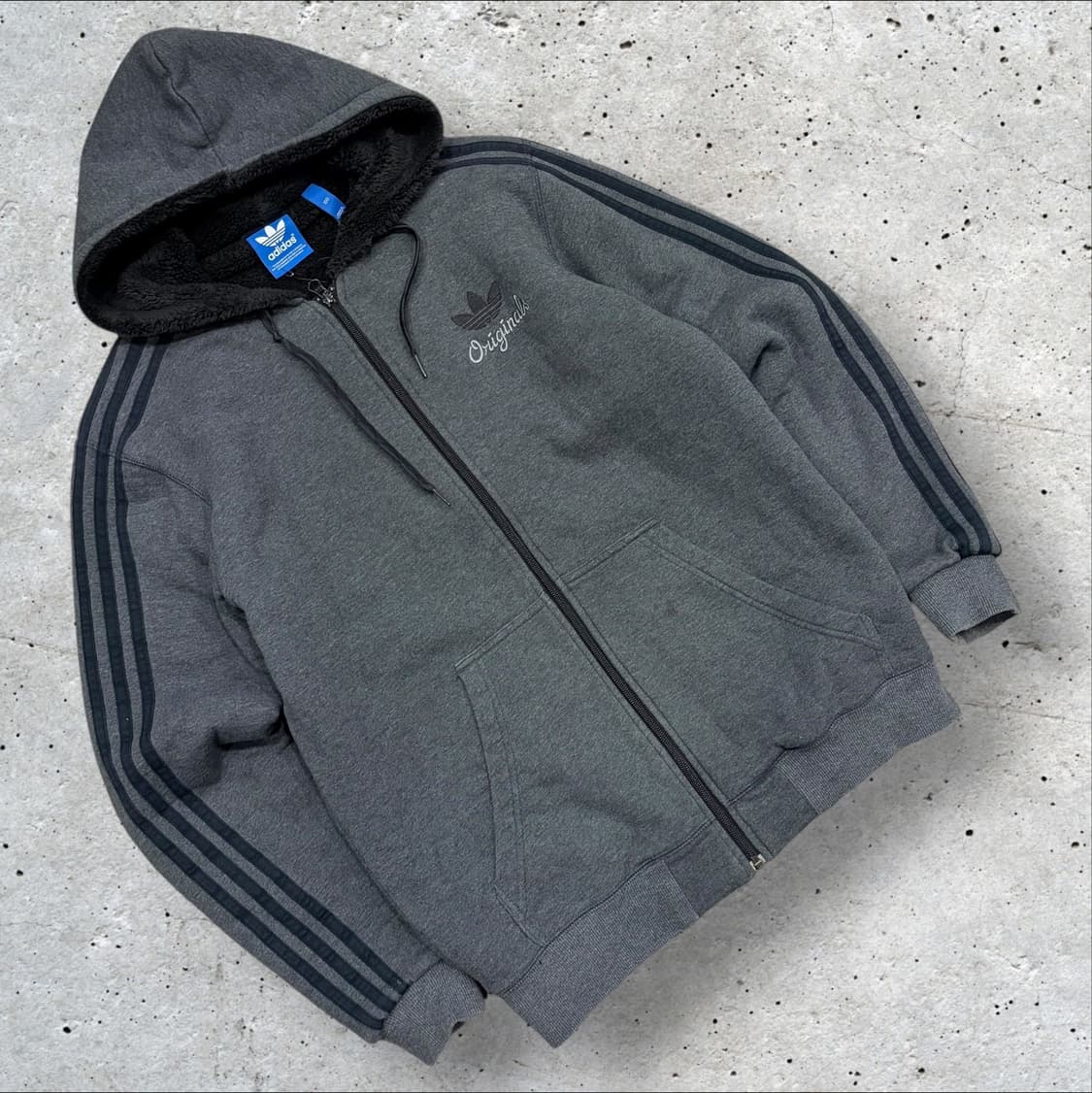 [100] 13s 아디다스 오리지널 기모 후드집업 그레이 C185 상품이미지1