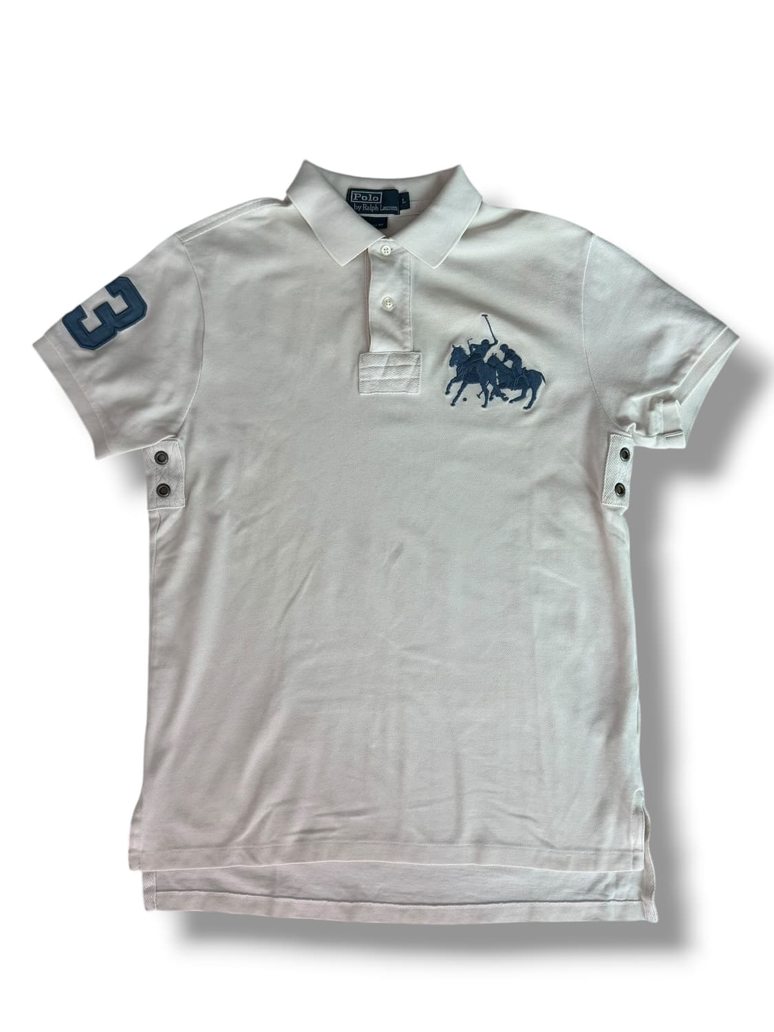 폴로 랄프로렌 아이보리 블루 빅포니 피케이 티셔츠 상품이미지1