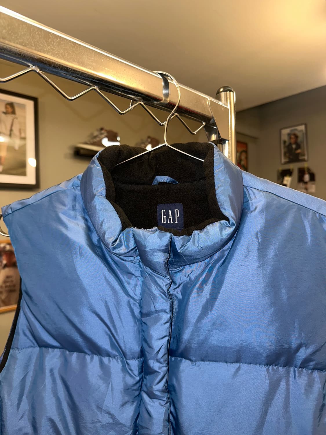 90‘s Gap blue/lining fleece padded vest 상품이미지4