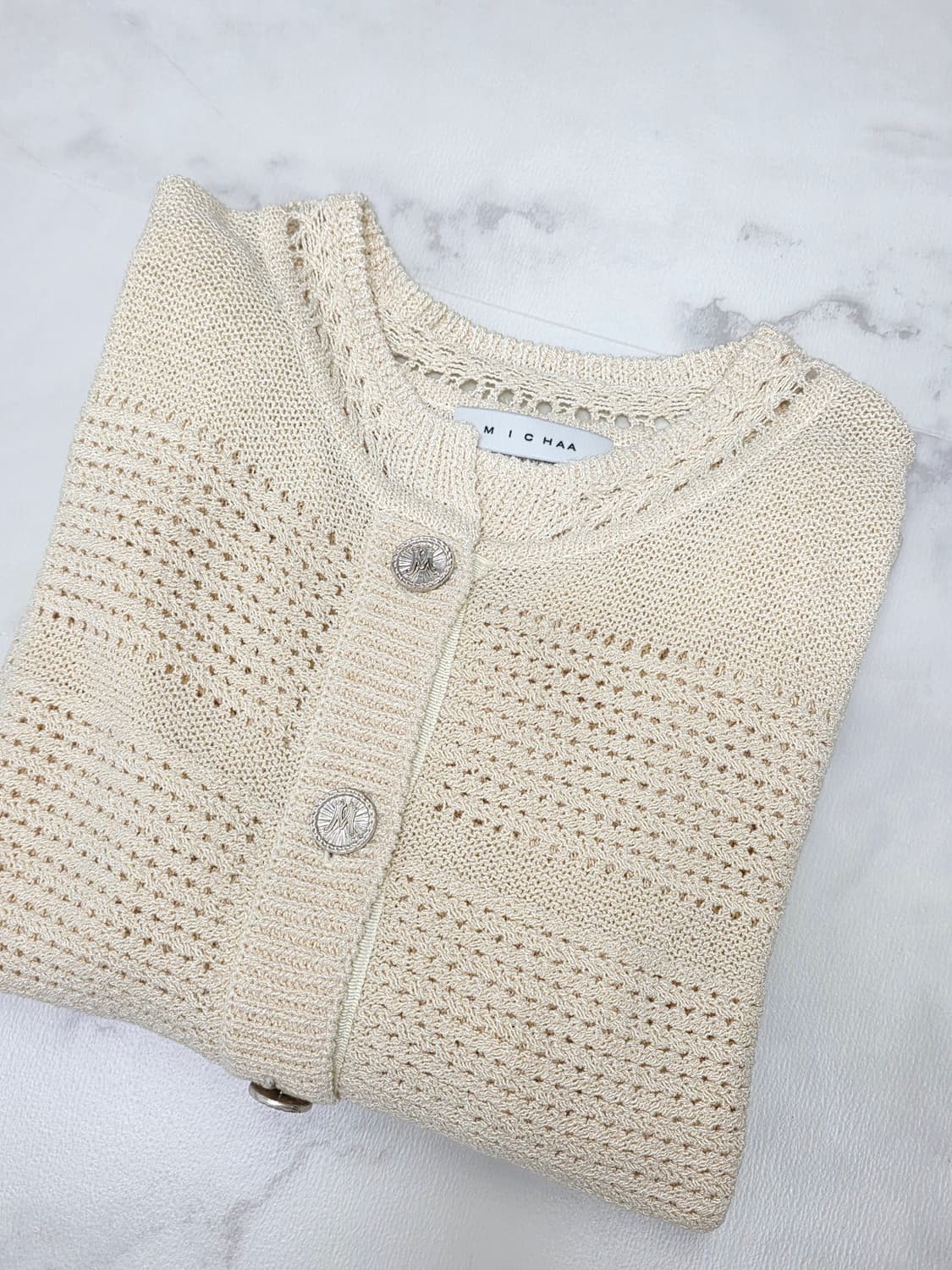 한섬 MICHAA 미샤 크림 실크 가디건 F 상품이미지6
