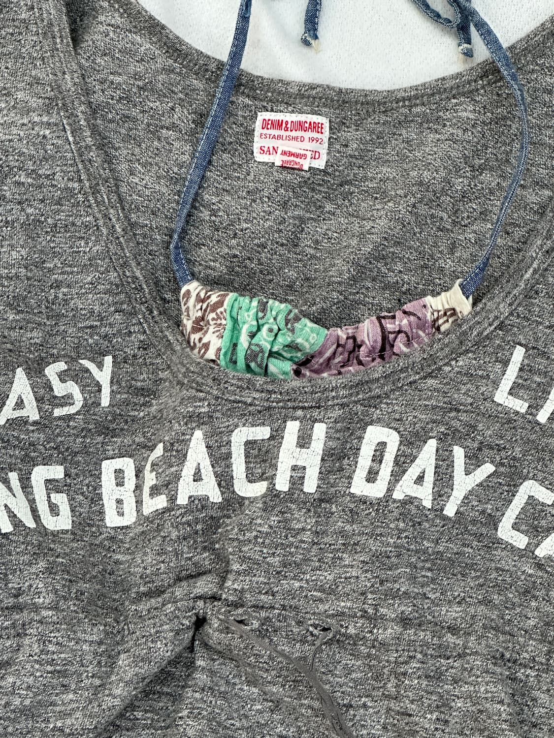 데님 덩가리 에스닉 히피 프린팅 홀터넥 슬리브리스  그런지 레이어드 상품이미지4