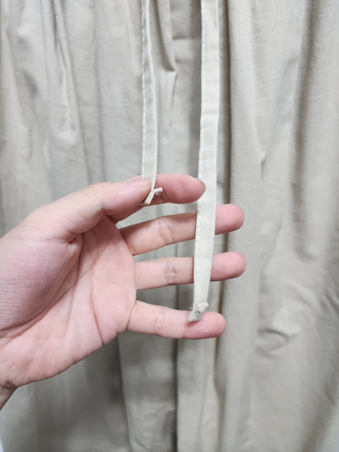 베이지색 밴딩 와이드팬츠 상품이미지3
