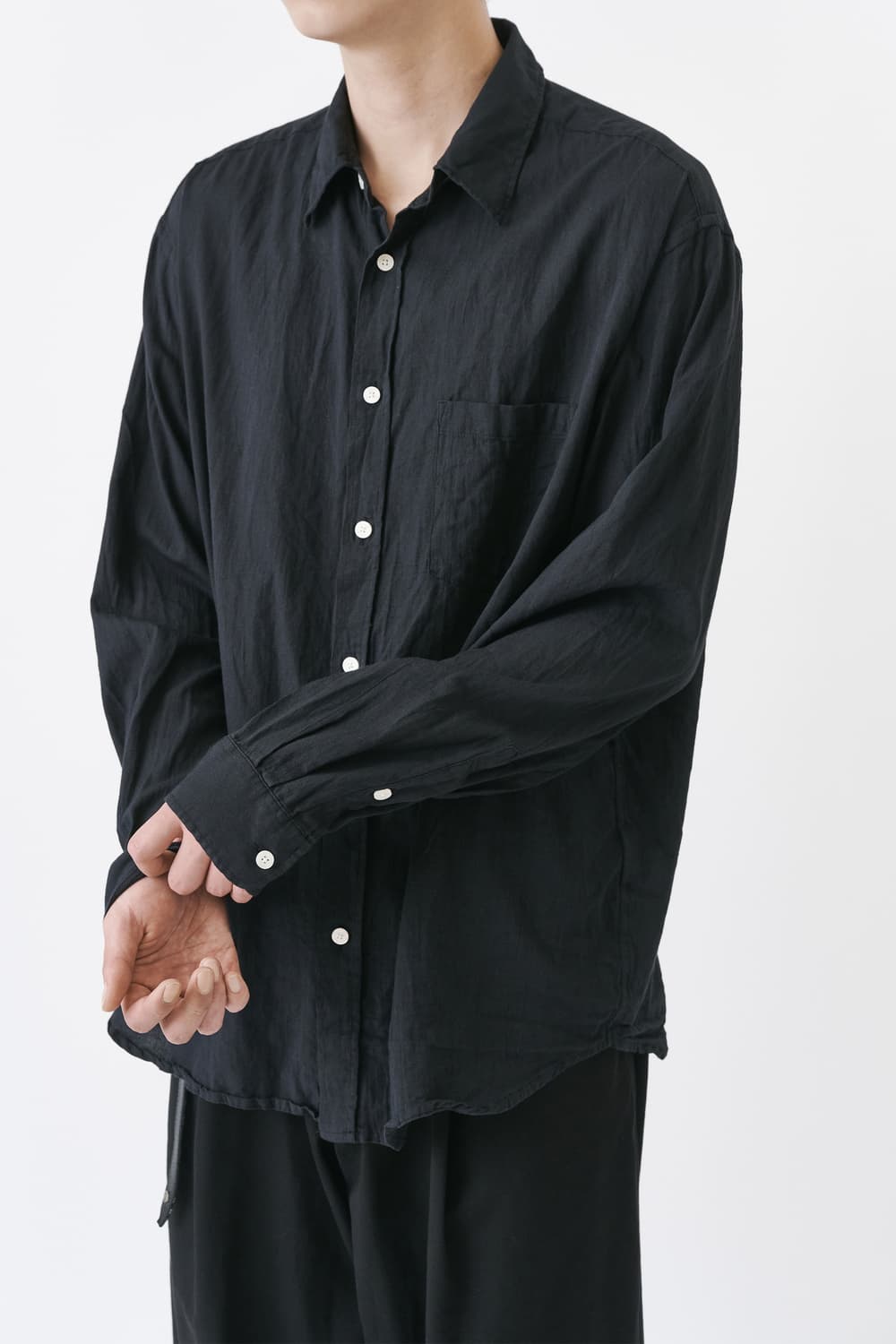 [2] 이얼즈어고 헴프 코튼 포이카 셔츠 블랙 yrs 상품이미지3