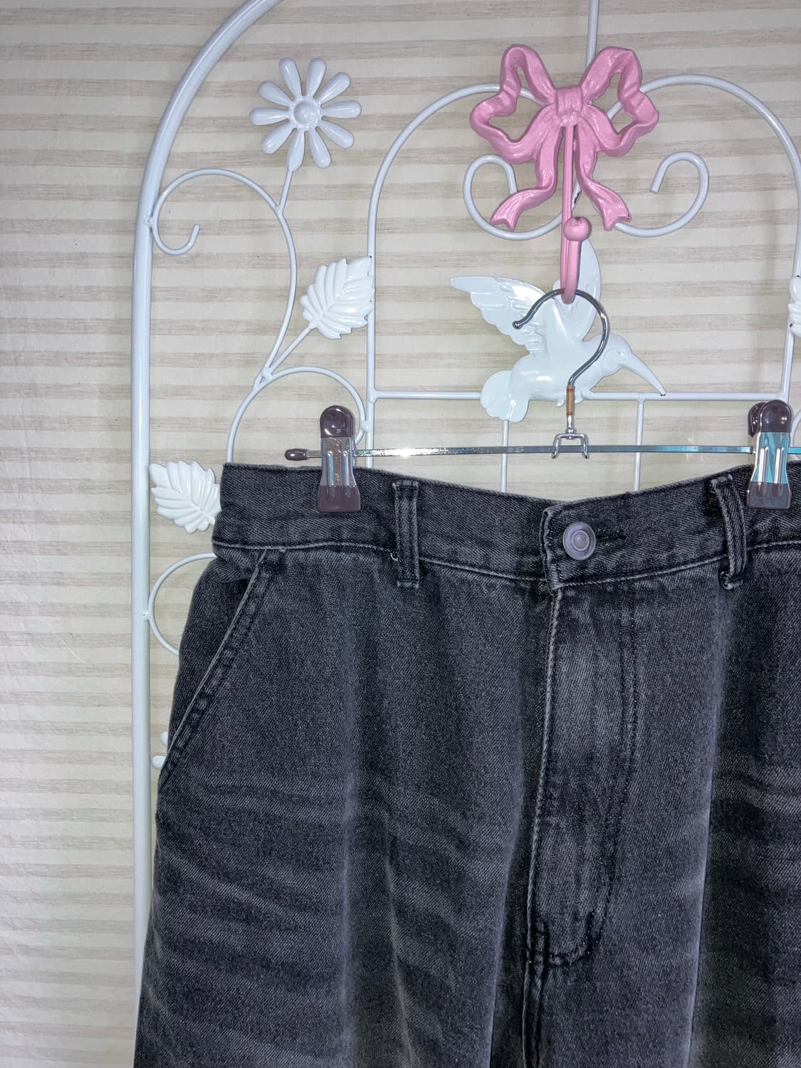 빈티지 흑청 왁싱 데님 팬츠 y2k 스트릿 갸루 펑키473 상품이미지3