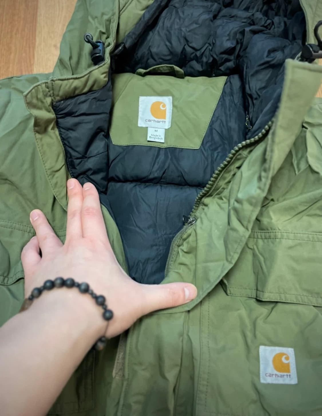 칼하트 카키 후드 패딩 야상 상품이미지3
