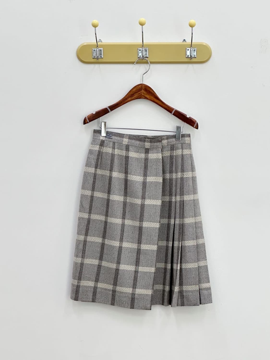 courreges / 꾸레쥬 그레이 체크 울 랩스커트  상품이미지6