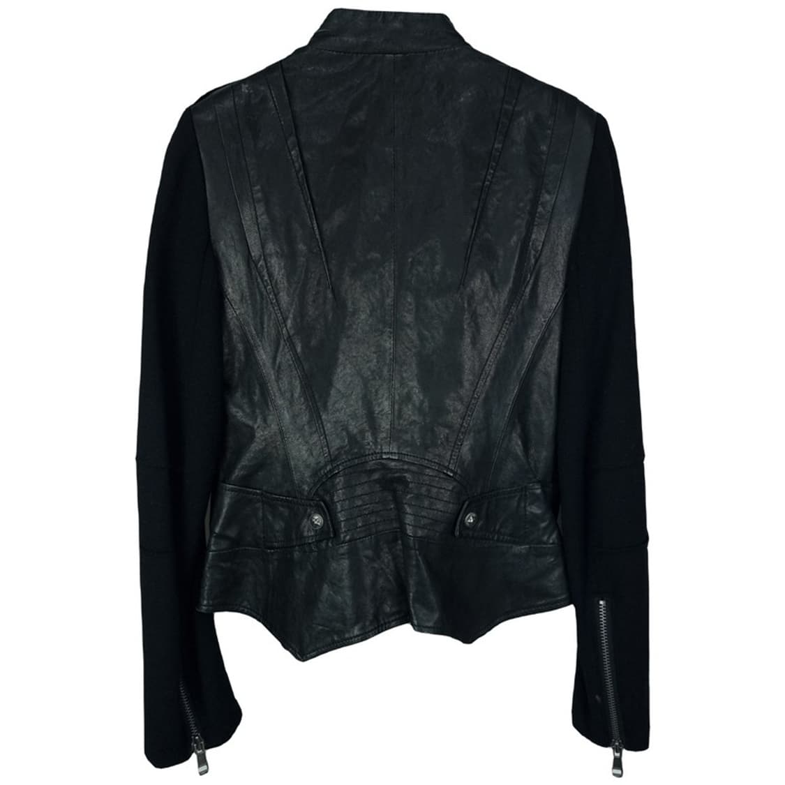 [한섬 시스템] 리얼 램스킨 양가죽 니트 슬리브 레더 자켓 M17225 상품이미지3