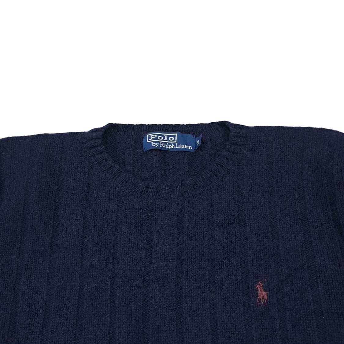 CL387 M 폴로 90s 홍콩판 램스울 케이블 네이비 니트 스웨터 상품이미지2