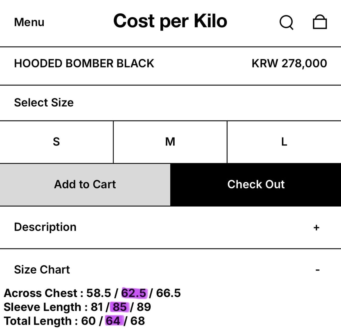 코스트퍼킬로 HOODED BOMBER black M사이즈 상품이미지2