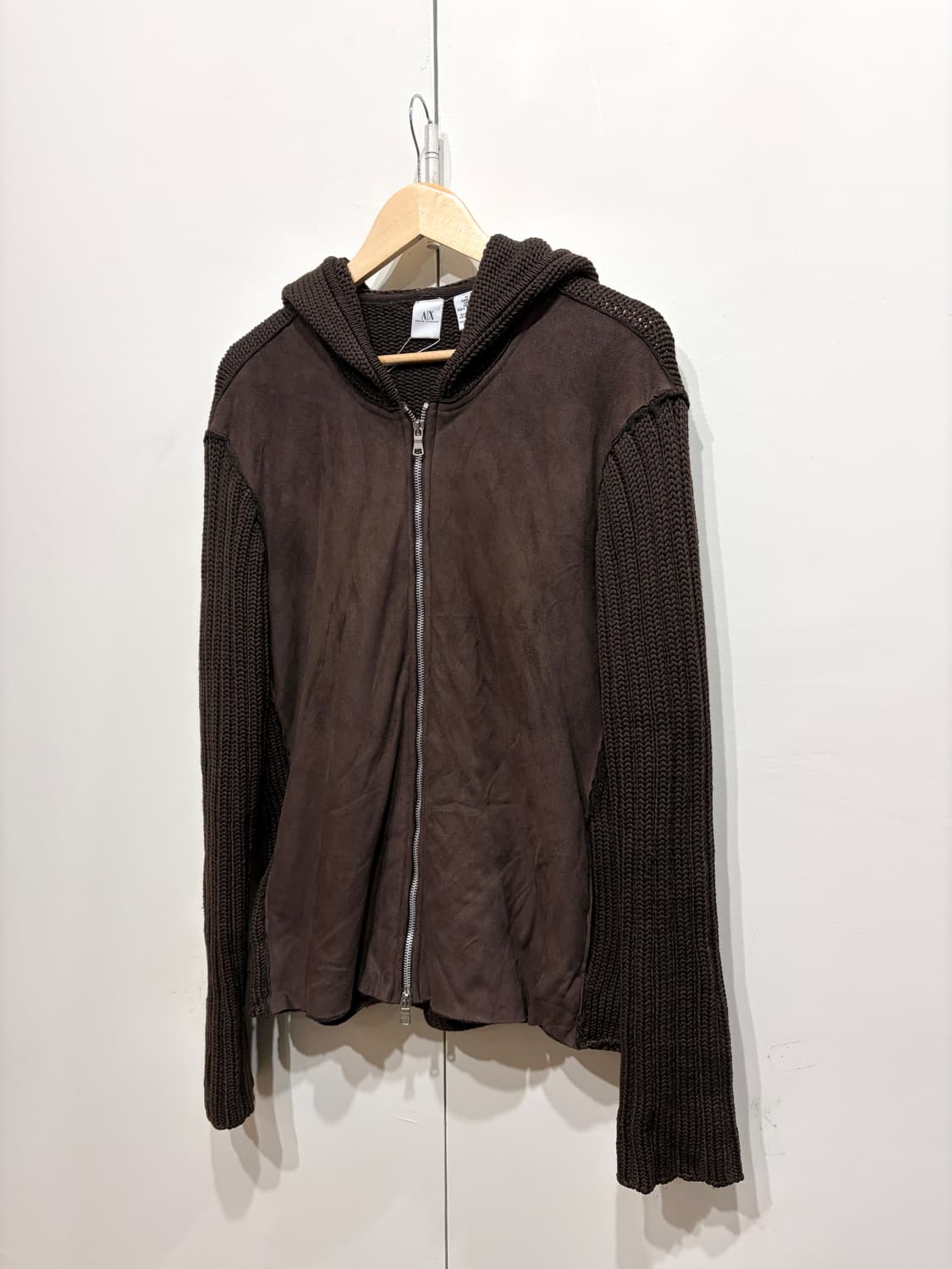 아르마니 익스체인지 스웨이드 투웨이 니트 후드집업 상품이미지3