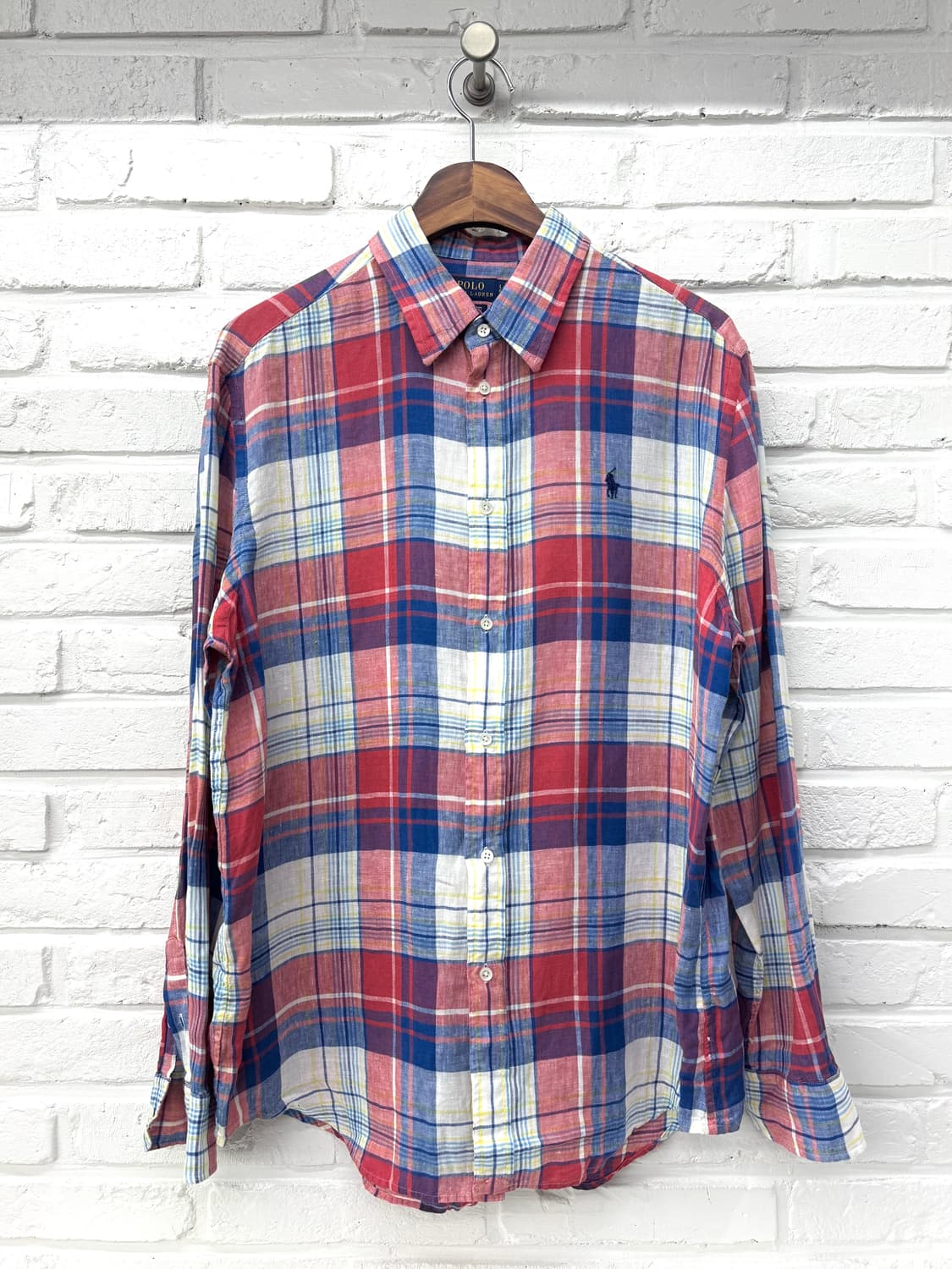 폴로 블루 레드 체크 릴렉스드핏 셔츠 상품이미지3