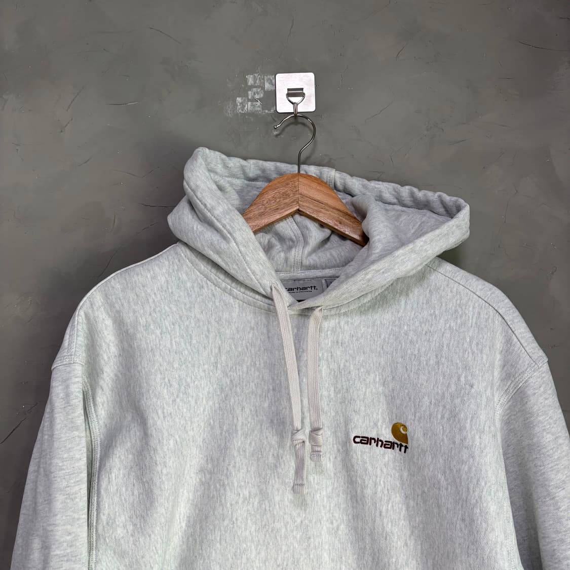 칼하트 wip 아메리칸 스크립트 후드 애쉬 헤더 그레이 상품이미지2