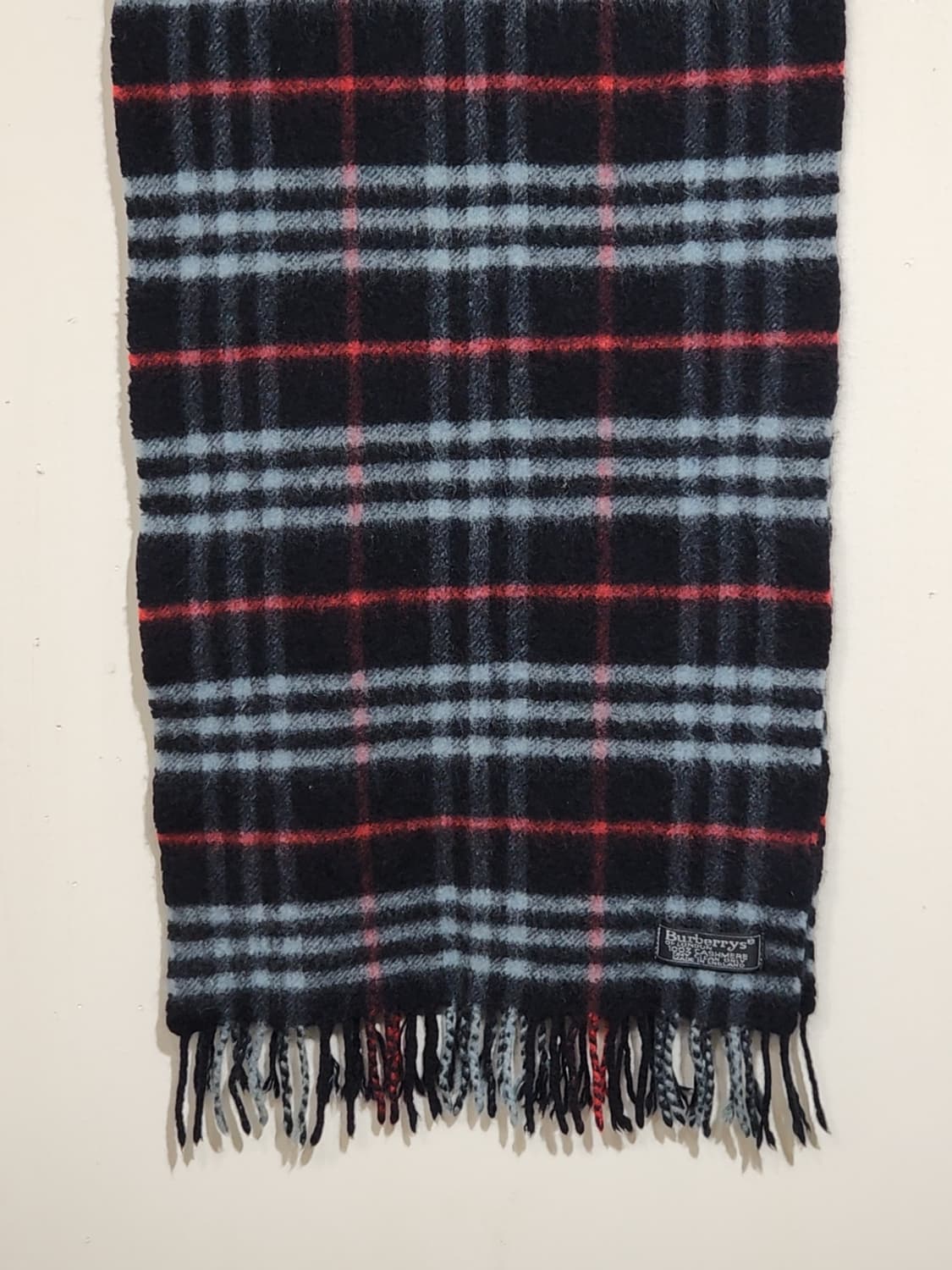 (정품) 버버리 캐시미어 목도리 네이비 체크 머플러 영국판  상품이미지3