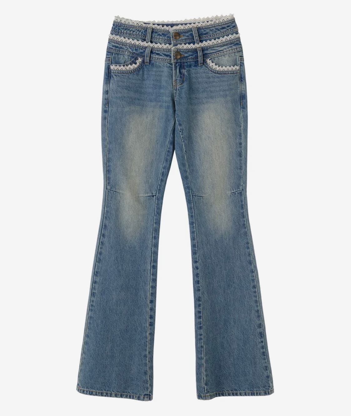 Double Waist Boots Cut Denim Mid Blue L 상품이미지3