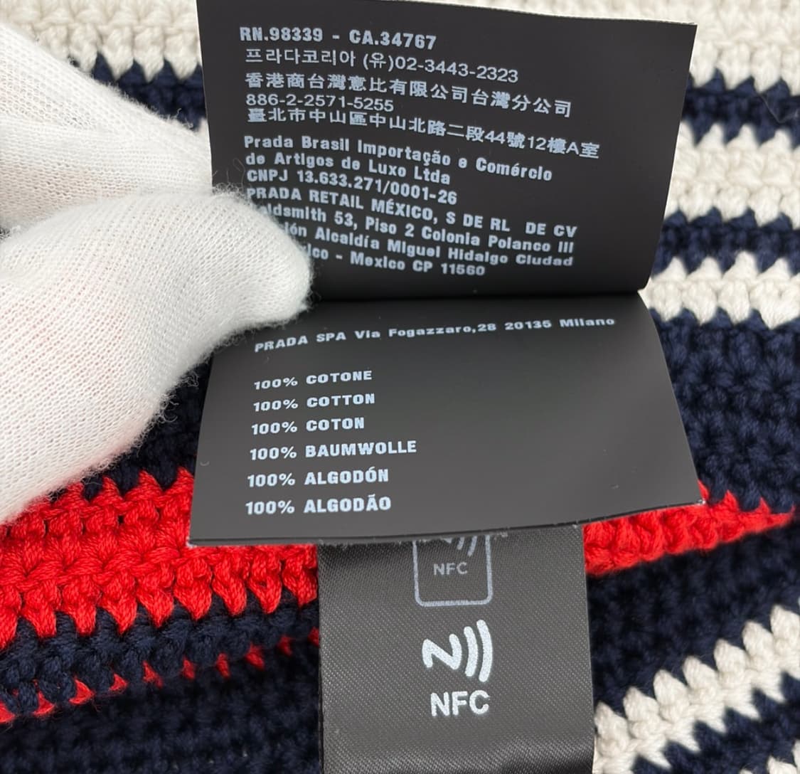 [OS] 미우미우 여성 로고 크로셰 스트라이프 니트 비니 버킷햇 모자 상품이미지7