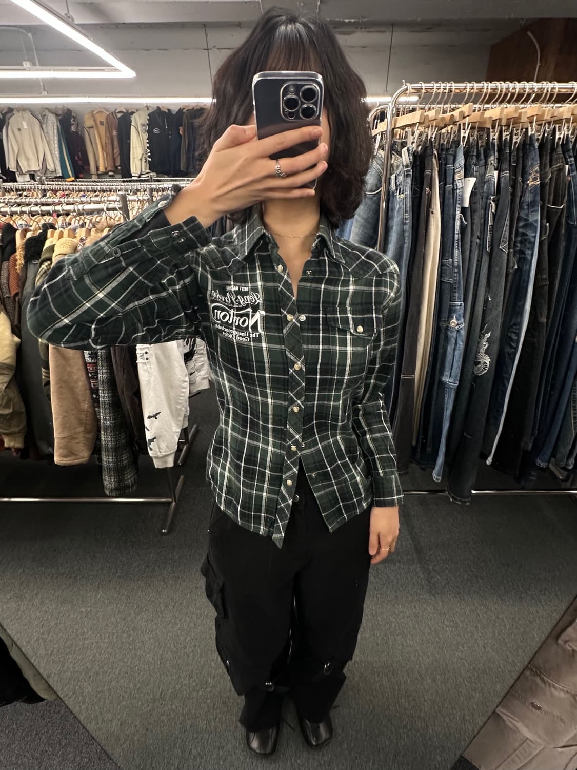 S)Norton 빈티지 카키 플란넬 셔츠 상품이미지1