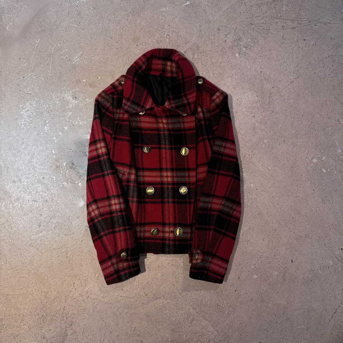 레드체크 더블버튼 숏코트 상품이미지1