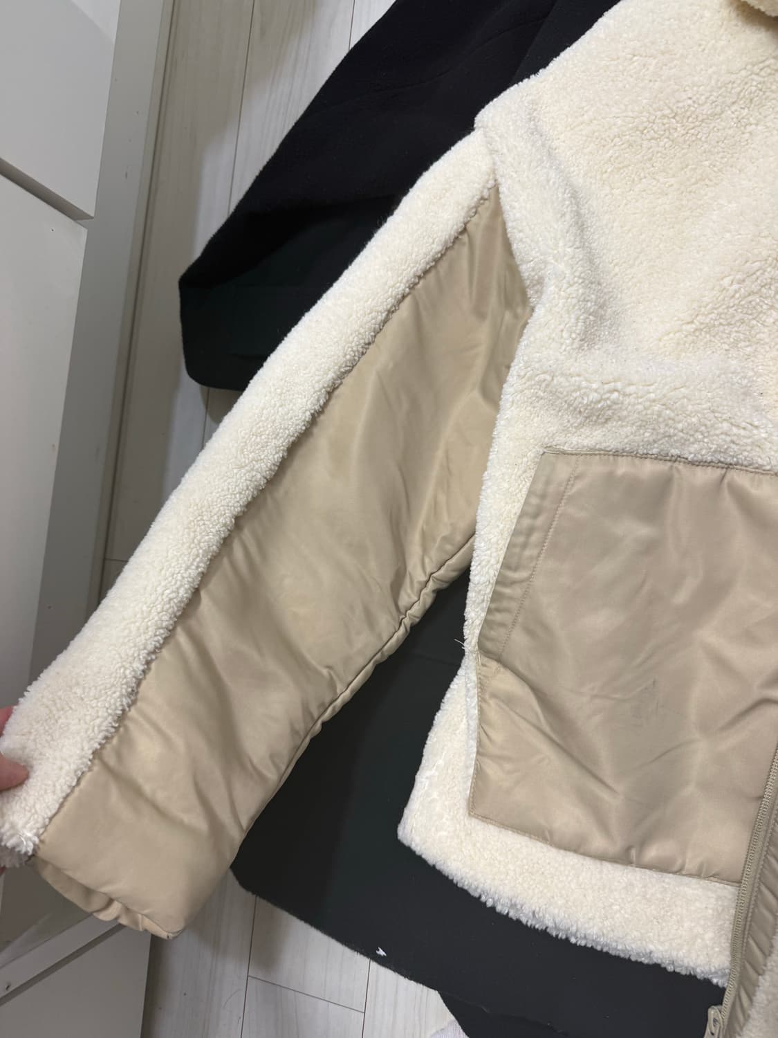 아디다스 양털 쉐르파 바이커 자켓 s 상품이미지3