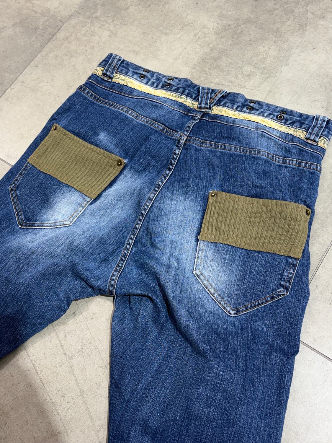 ppfm 락 펑크 패치워크 커브드 데님 팬츠 상품이미지8