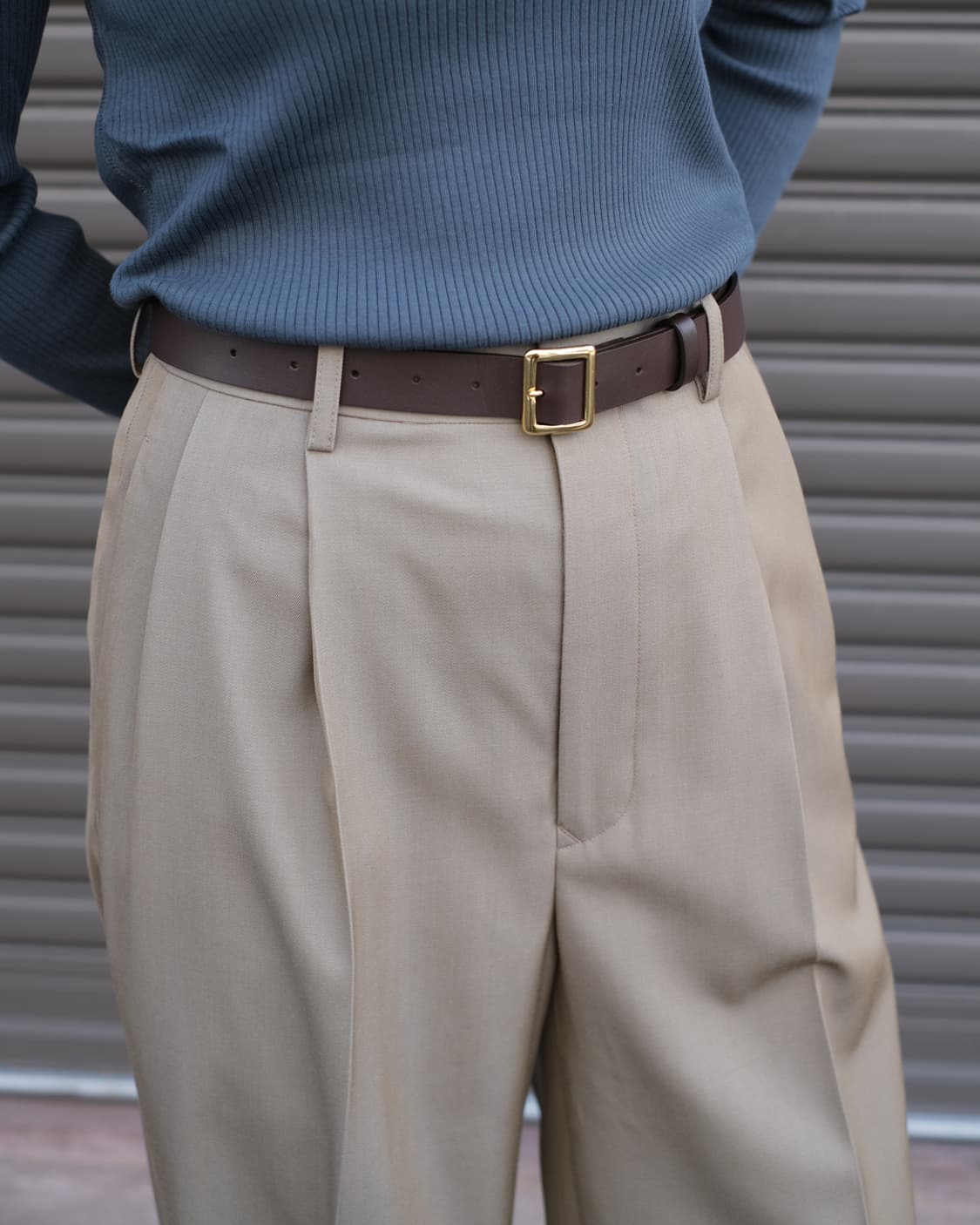 오라리 레더 스퀘어 버클 벨트 브라운 상품이미지9