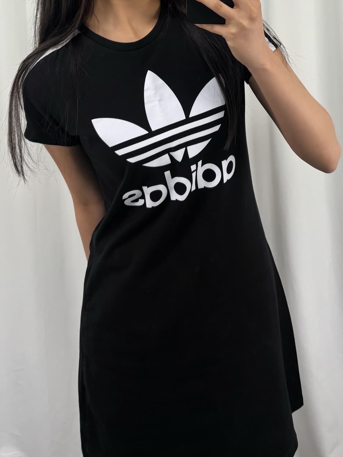 아디다스 블랙 빅로고 반팔 원피스 상품이미지1