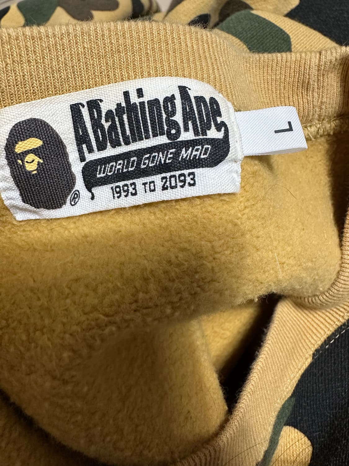 베이프 황계 카모 기모 맨투맨 L 상품이미지2