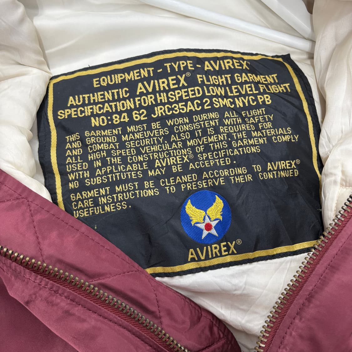 (105)아비렉스 MA-1 버건디 봄버 자켓 상품이미지7