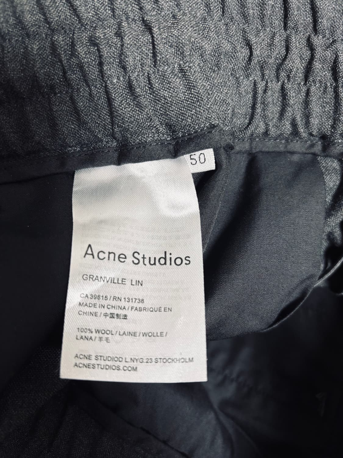 Acne Studios 그랜빌 린 울 팬츠 상품이미지3