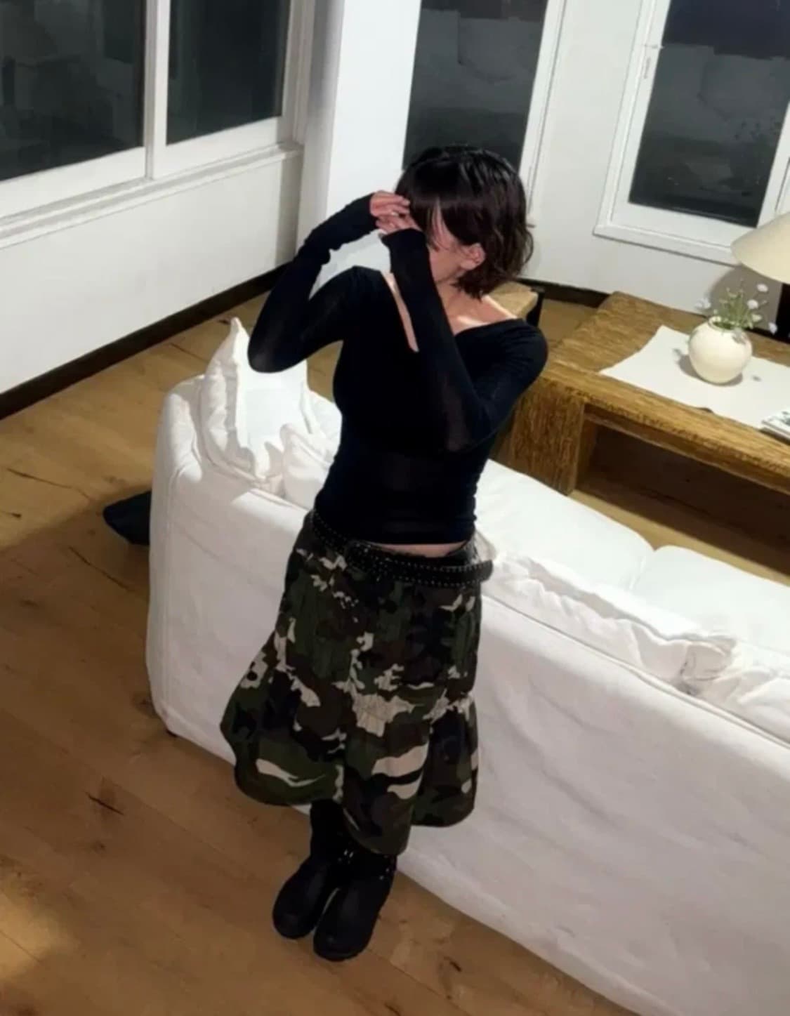 어썸소스 카모 셔링 스커트 상품이미지1