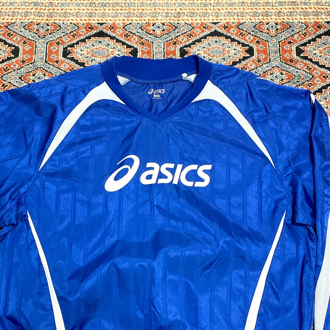 아식스 블루 윈드브레이커 탑 남성M 상품이미지2