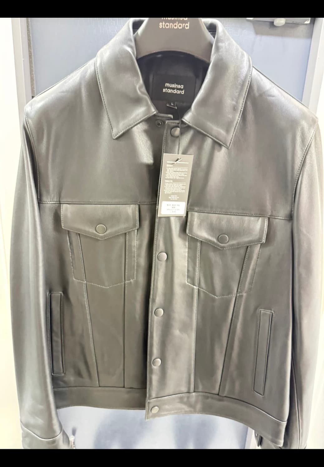 무신사 스탠다드 레더 램스킨 트러커 자켓 블랙 L 상품이미지1