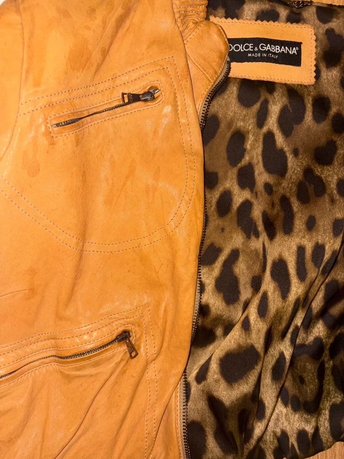 돌체앤가바나 가죽점퍼 orange 상품이미지3