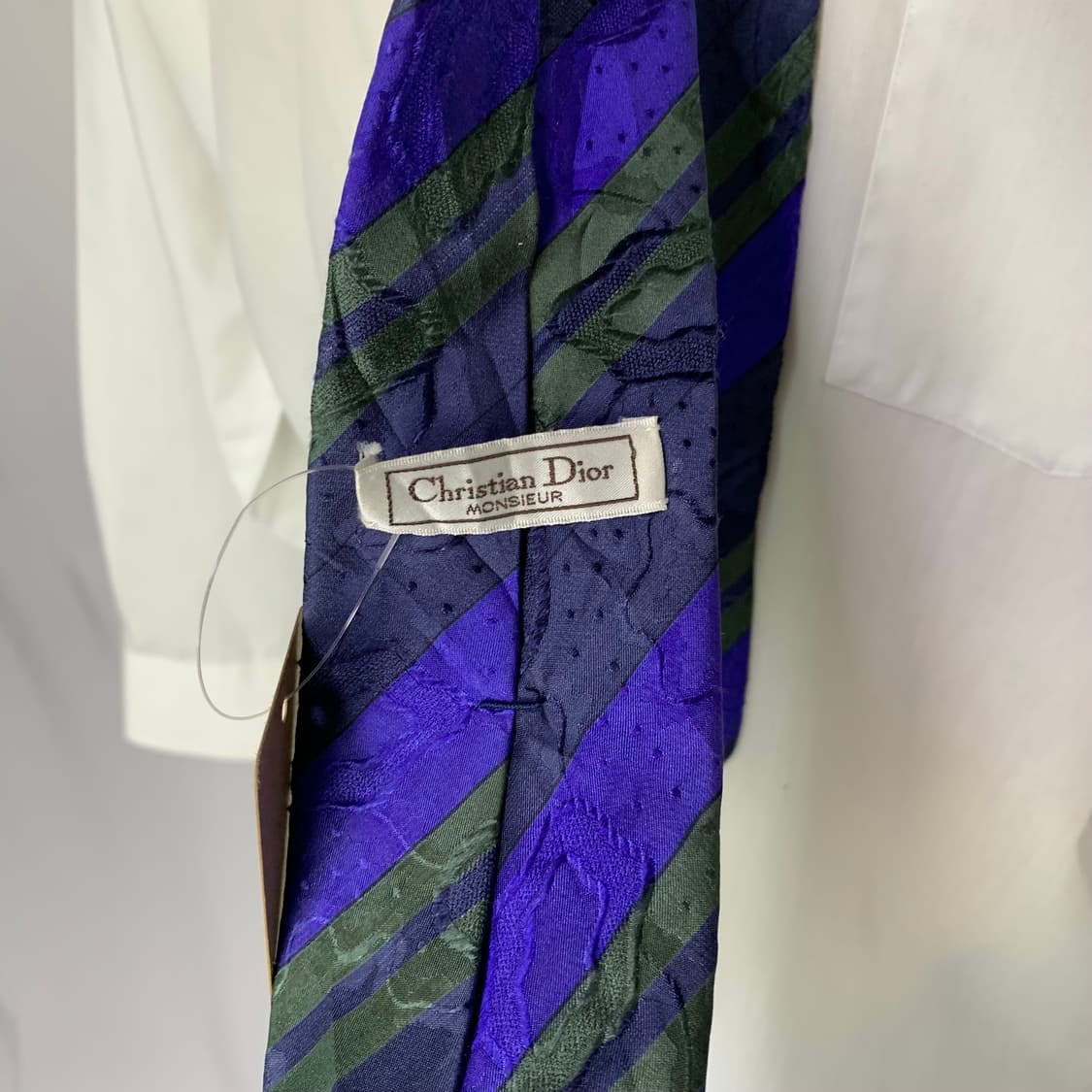 크리스찬 디올 사선 스트라이프 빈티지 패턴 실크 넥타이 상품이미지3