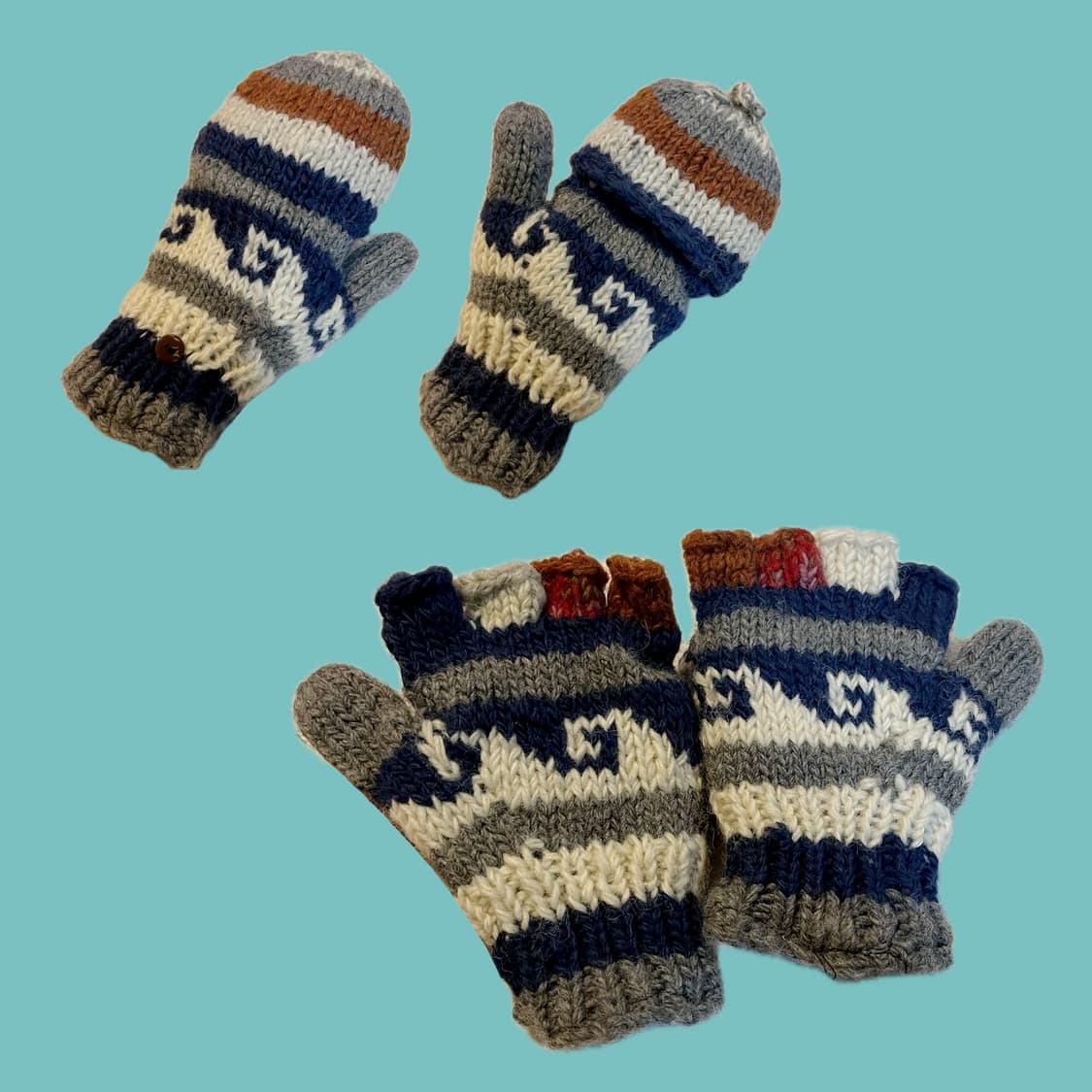 티베트 소녀 빈티지 패턴 반장갑 / 벙어리 장갑 상품이미지2