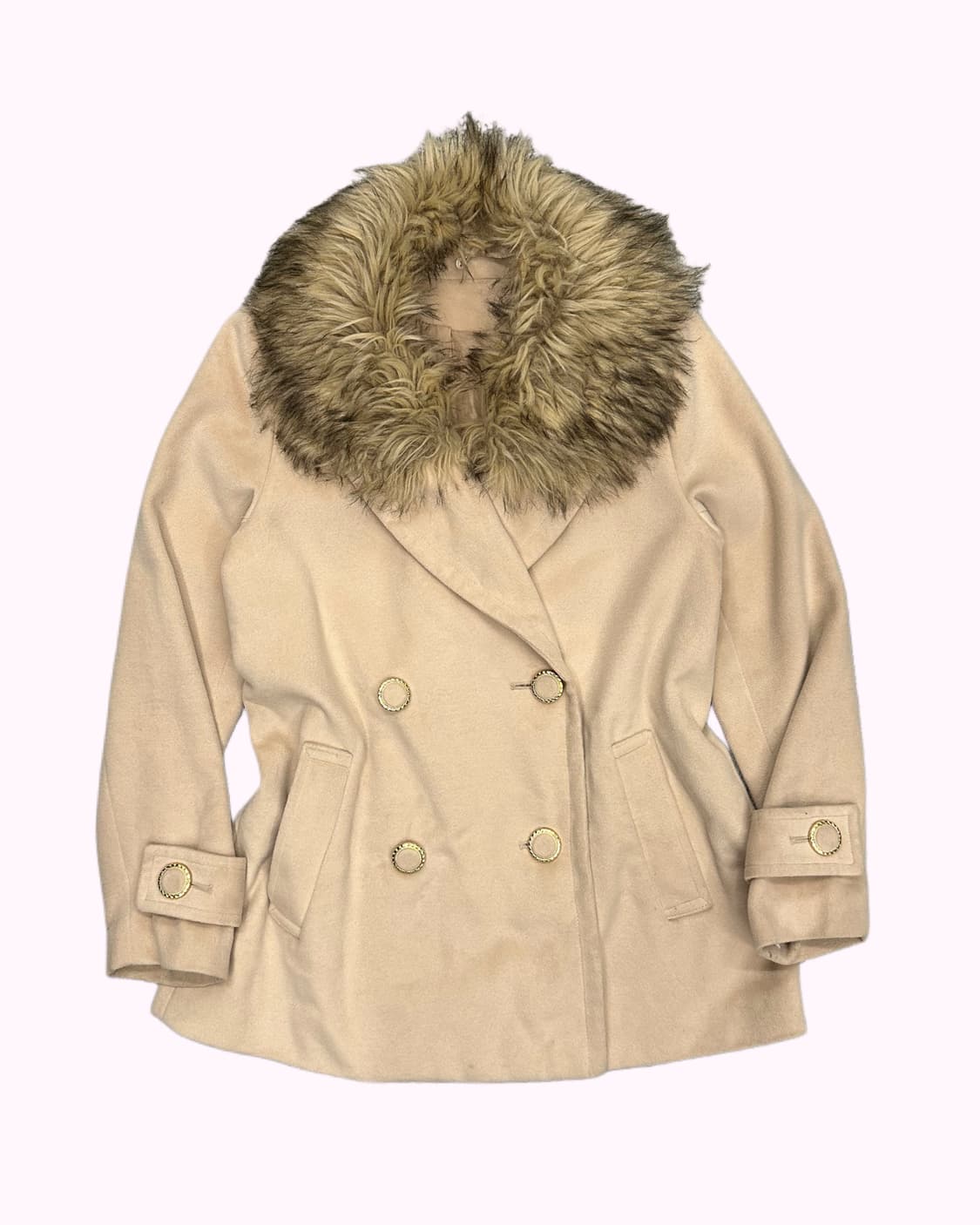 beige fur collar short coat 상품이미지1