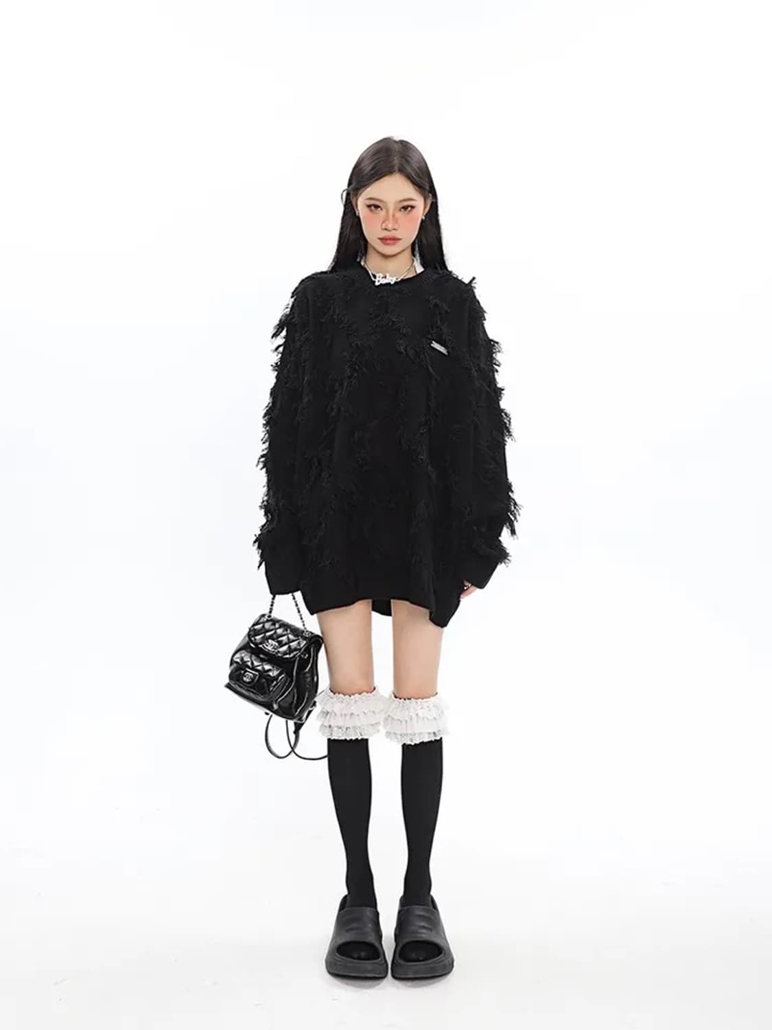 오버핏 블랙 니트 XL 상품이미지1