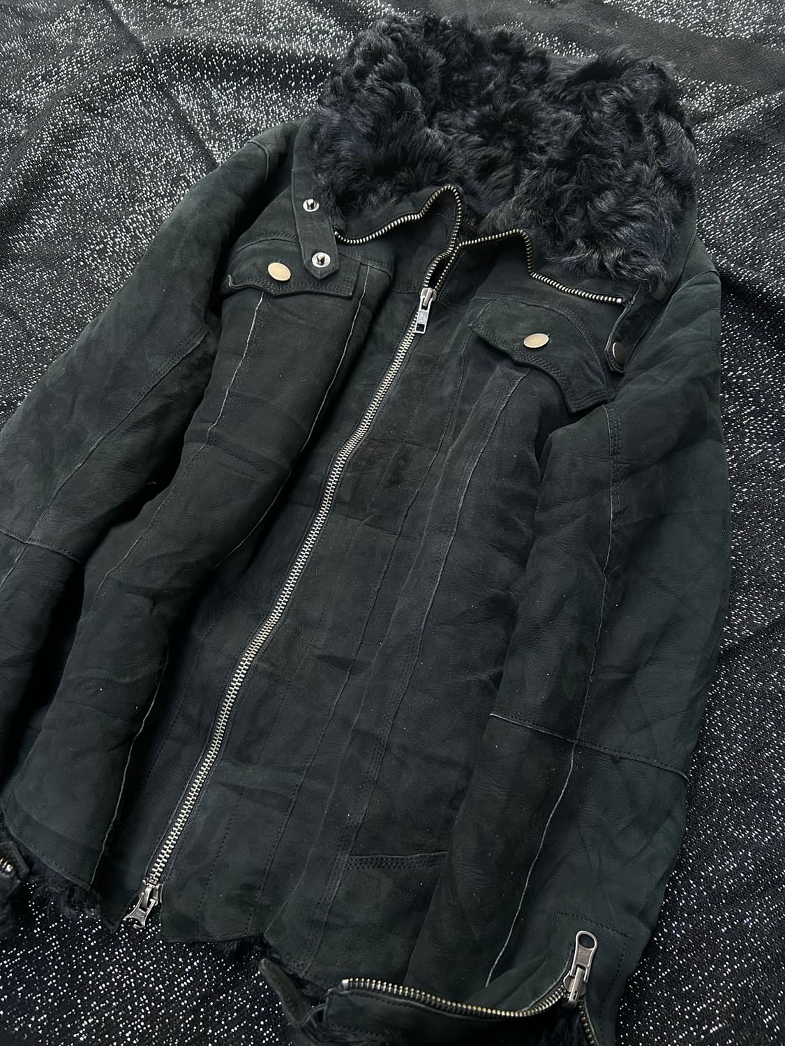 *rare* 1990s Jpn vkei 락시크 퍼 트리밍 레더 자켓 상품이미지2