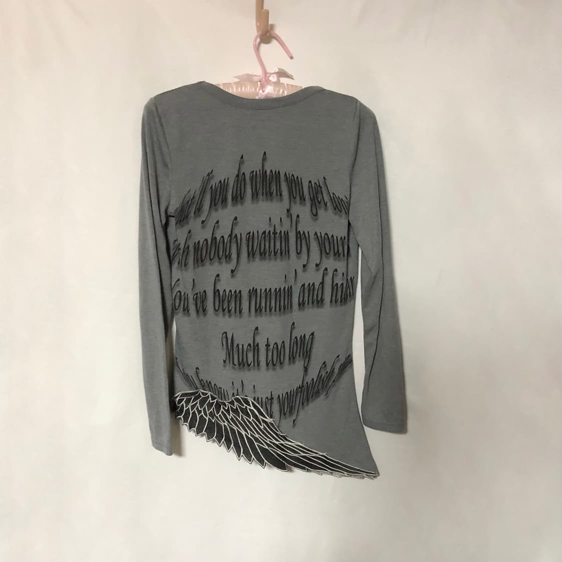 스컬 펑크 날개 티셔츠 그레이 상품이미지9