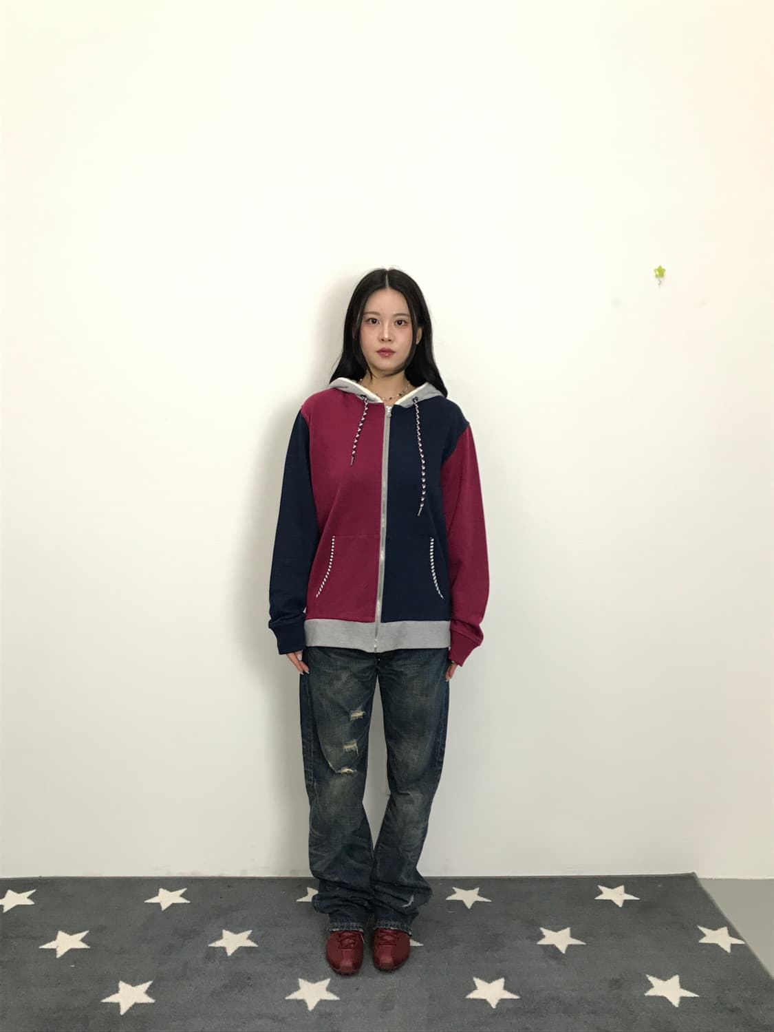 Semantic Design Color Block Hoodie Zip 상품이미지1