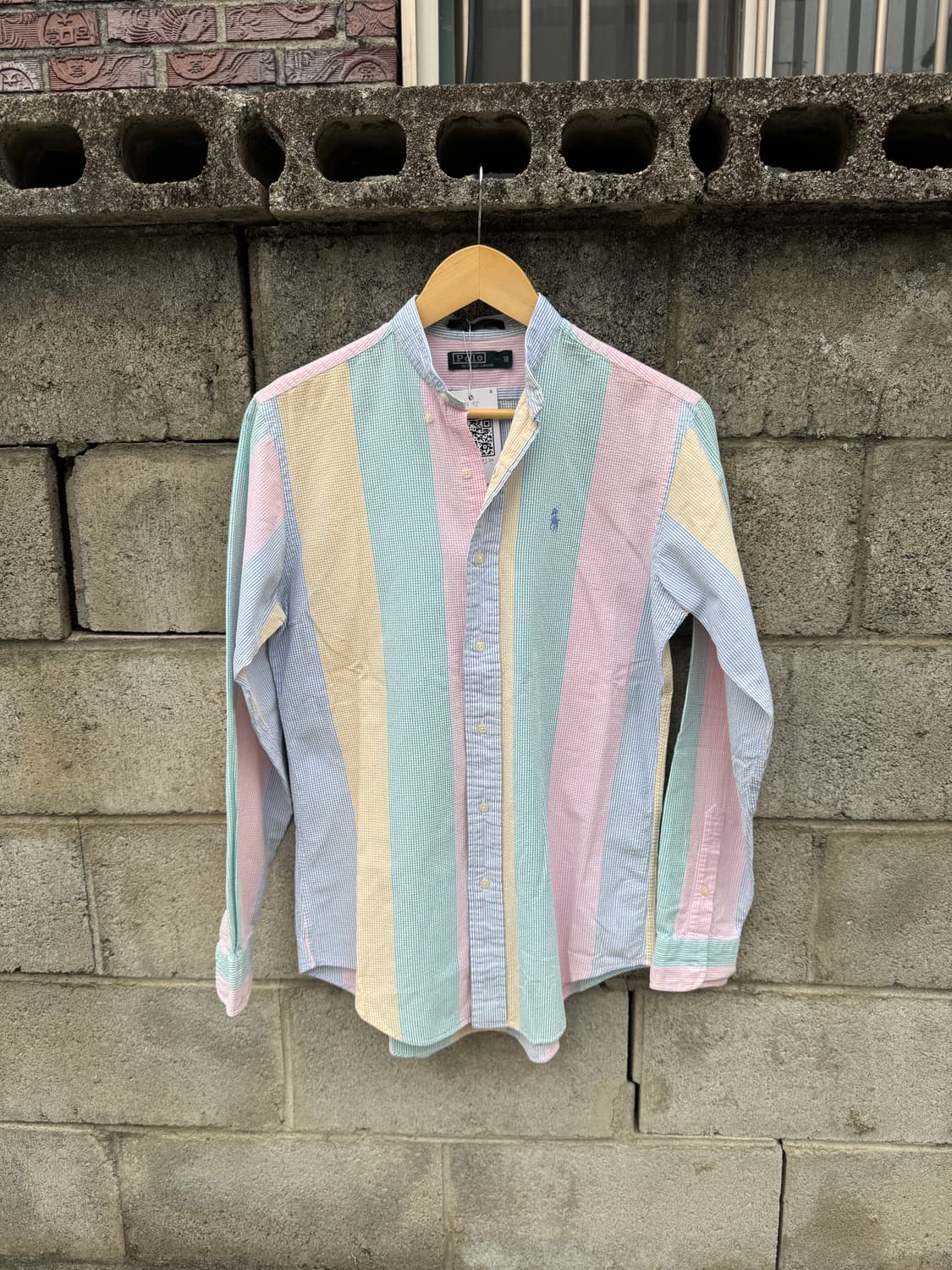 80~90s 폴로 랄프로렌 빈티지 차이나카라 멀티컬러 시어서커 셔츠 상품이미지1