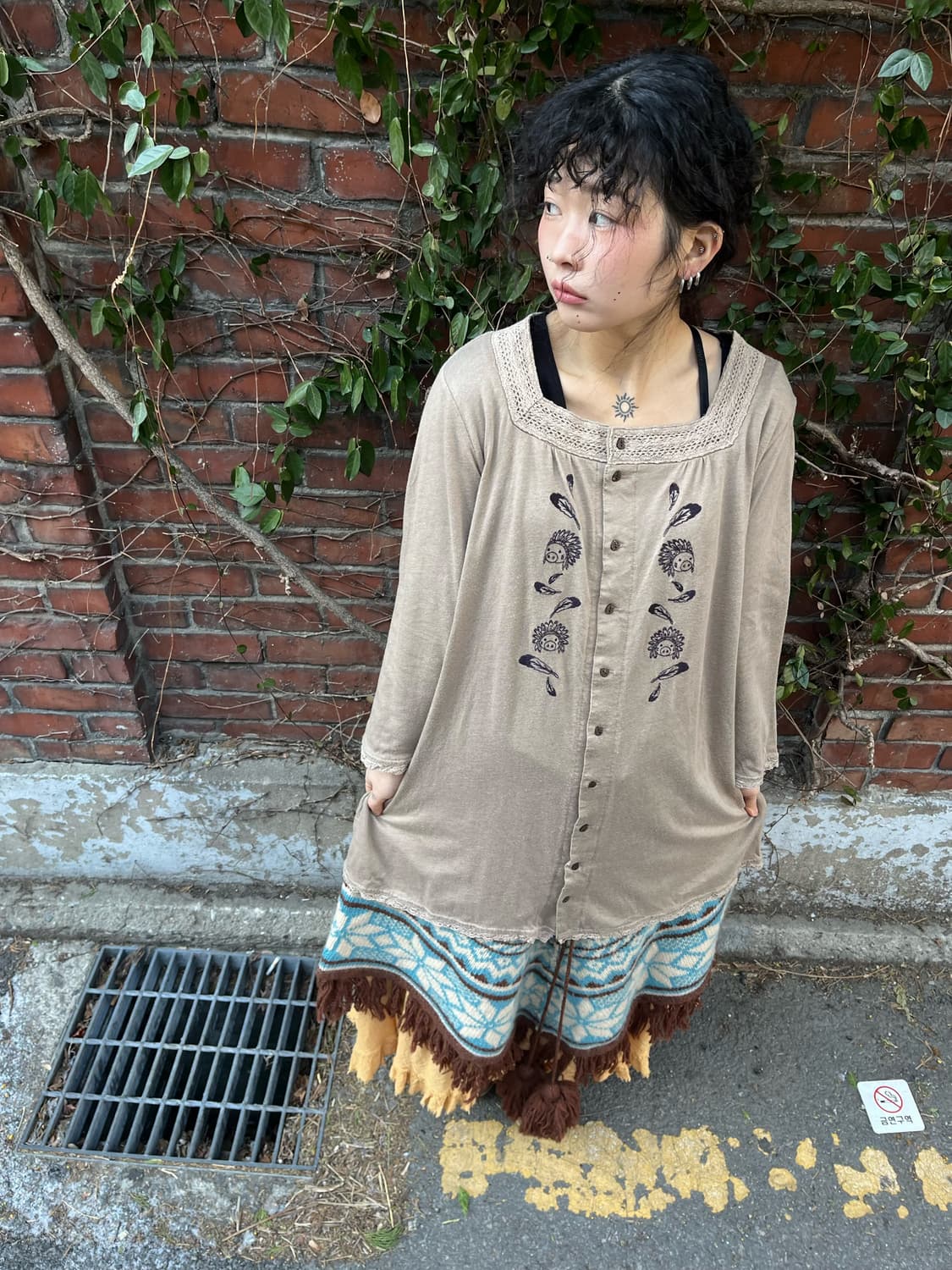 Drugstores 인디안 캐릭터 긴팔 미디 원피스 상품이미지1