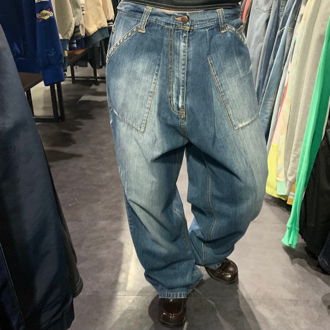 [IM] ROYALBLUE 데미지 힙합 데님 팬츠 중청 상품이미지5