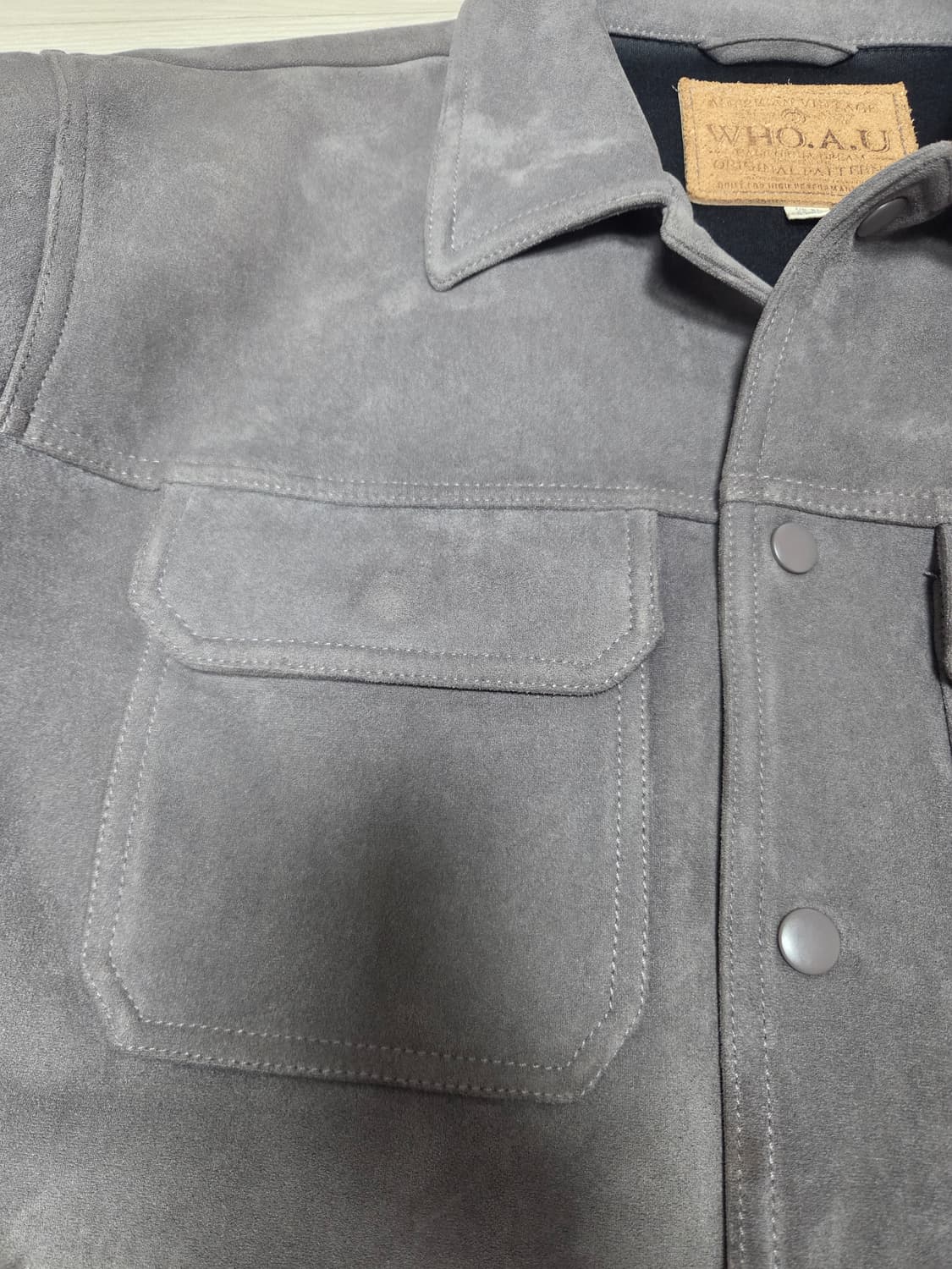 후아유 페이크 스웨이드 트러커 자켓 상품이미지4