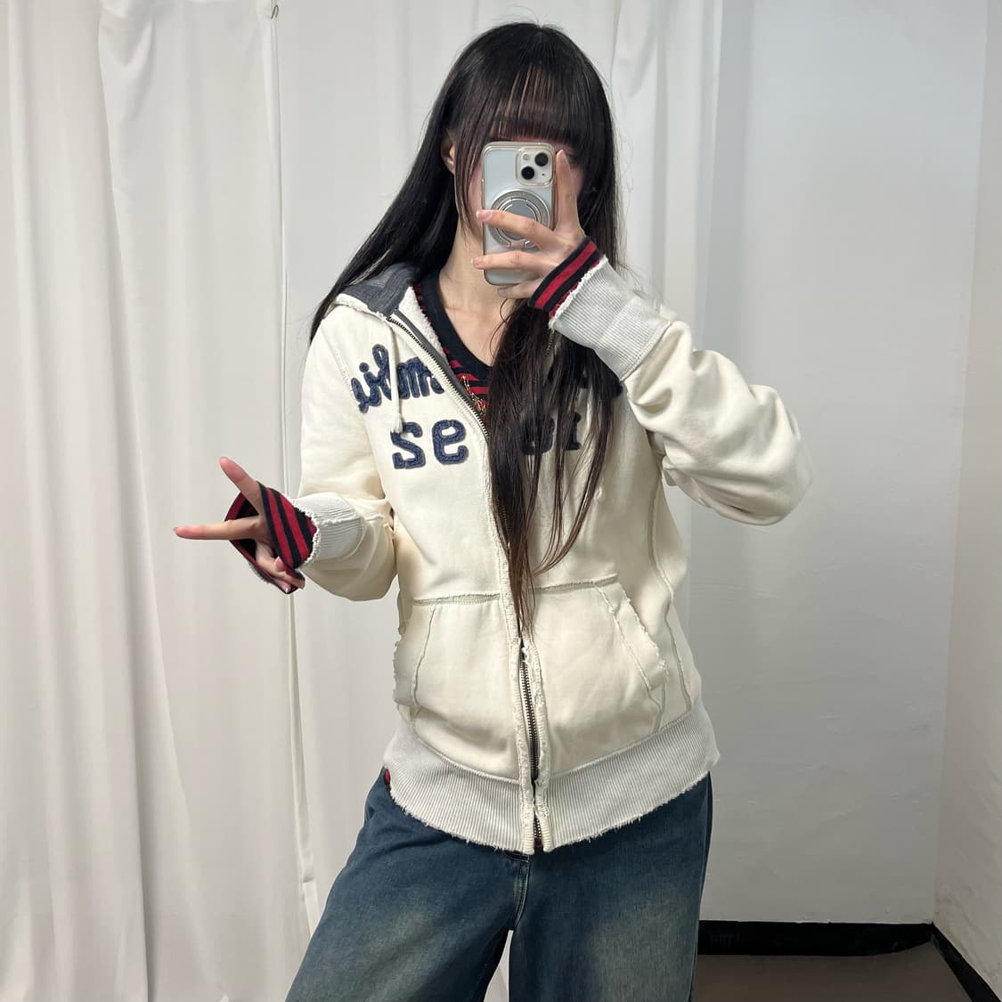 Abercrombie White Hood Zip-up 상품이미지2