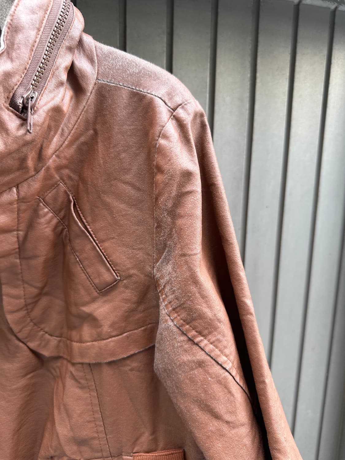 High neck brown leather jacket 상품이미지5
