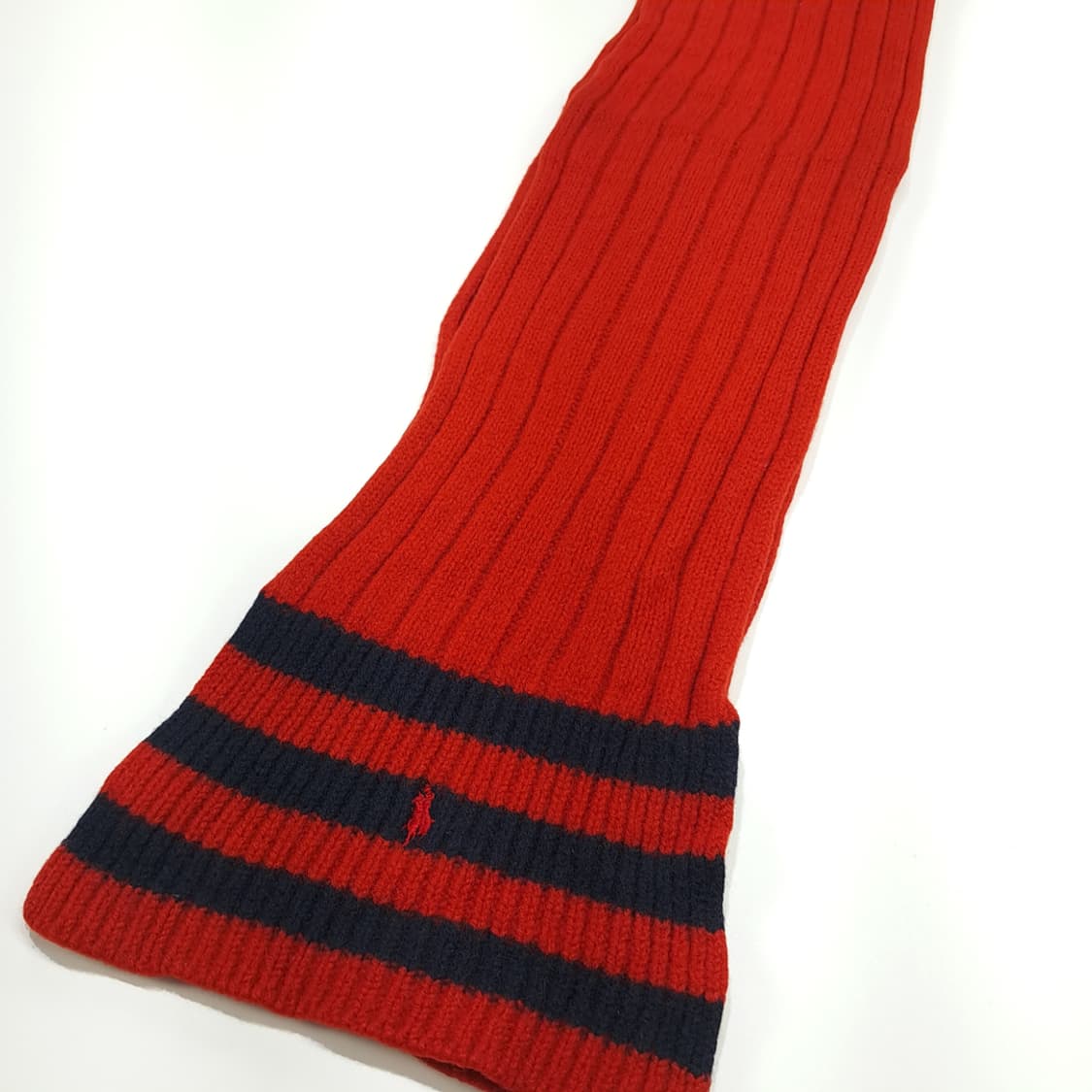 MX303 폴로 랄프로렌 레드 투톤 리브드 램스울 니트 목도리 머플러 상품이미지2